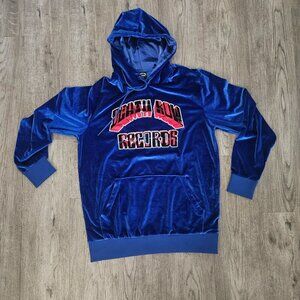 Death Row Records Blue Velour Logo Hoodie Pullover – Unisex Large